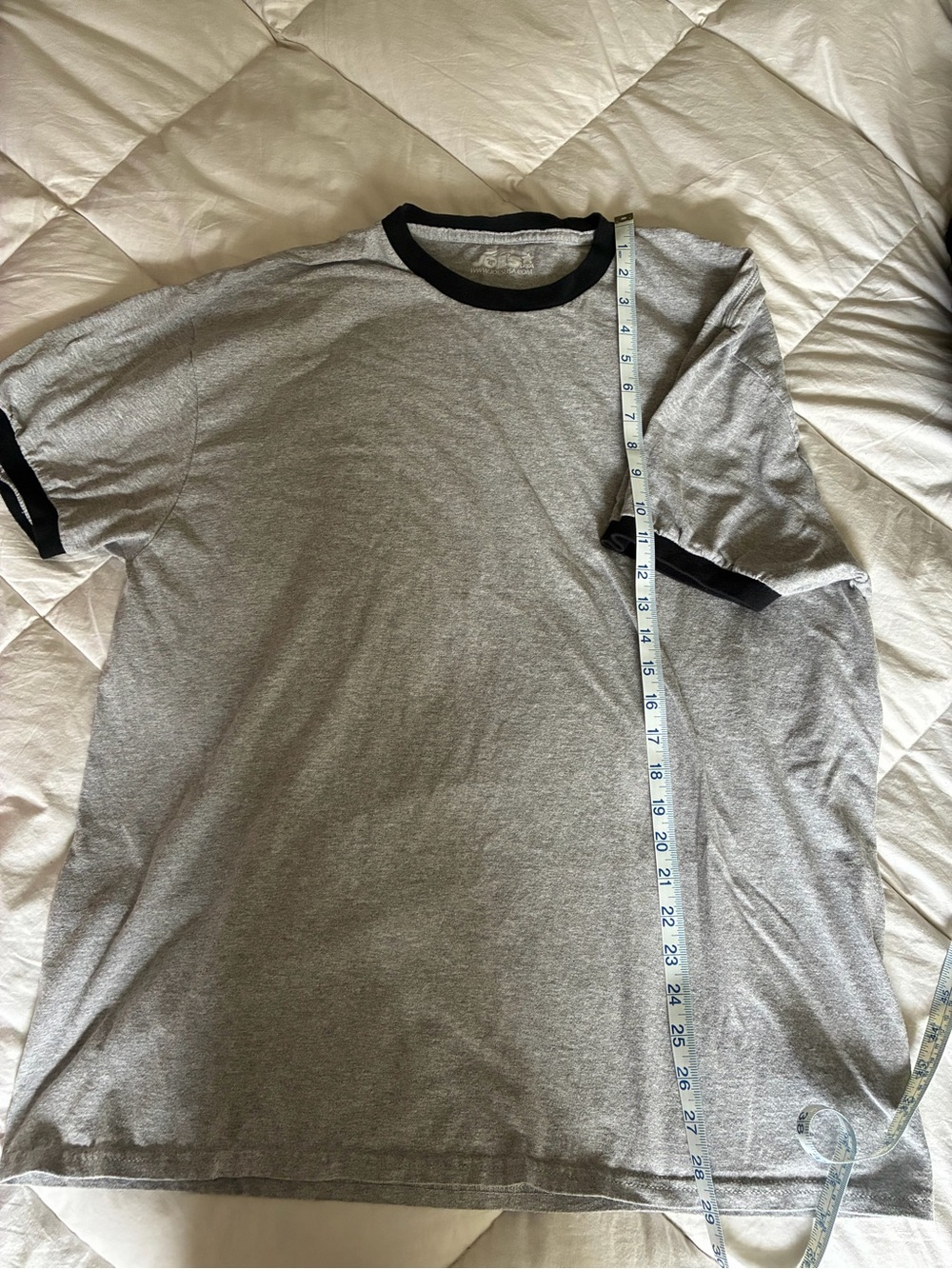 Men's Gray Ringer Short Sleeve Tee with Black Trim